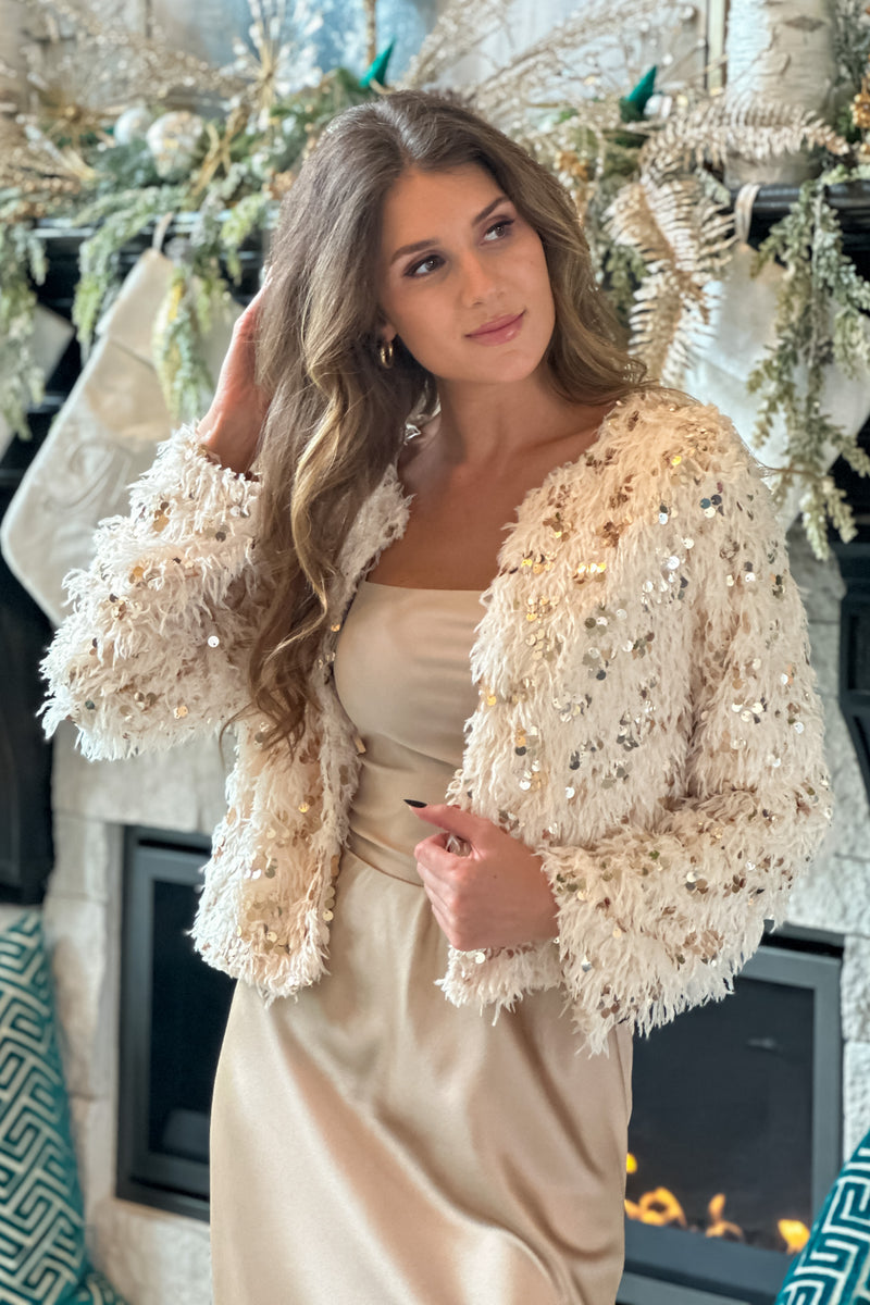 Queen of the Night Sequin Jacket : Ivory