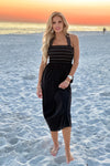 Liverpool Airlea Smocked Woven Knit Midi Dress : Black