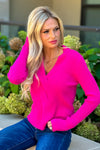 Hollis Front Knotted Sweater : Fuchsia