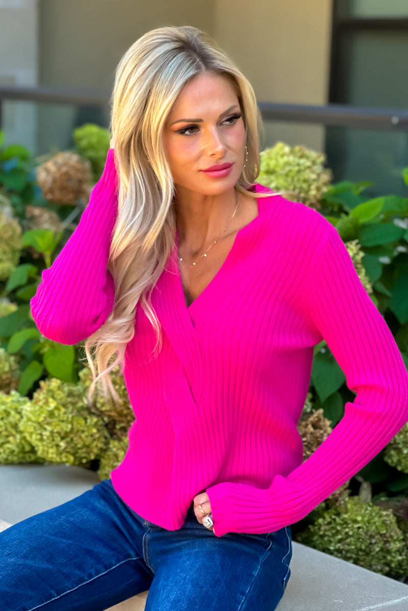 Hollis Front Knotted Sweater : Fuchsia