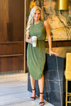 Montebello Fine Ribbed Dress : Olive