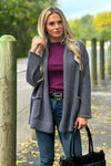 Stay Awhile Open Front Cardigan : Charcoal