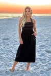 Liverpool Airlea Smocked Woven Knit Midi Dress : Black