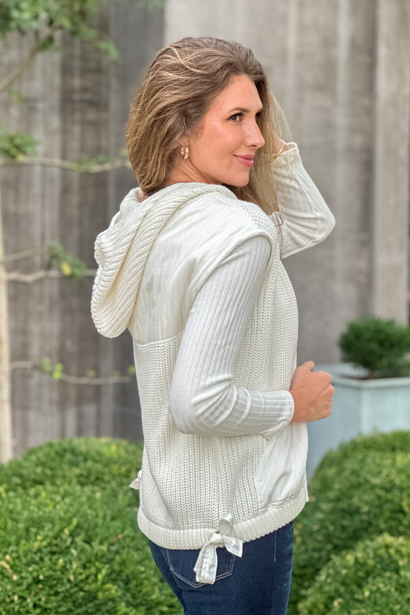 Tribal Liliana Hooded Sweater Vest : White