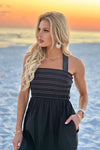 Liverpool Airlea Smocked Woven Knit Midi Dress : Black