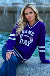 Game On Varsity Sweater Top : Purple