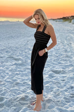 Liverpool Airlea Smocked Woven Knit Midi Dress : Black