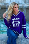 Game On Varsity Sweater Top : Purple