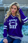 Game On Varsity Sweater Top : Purple