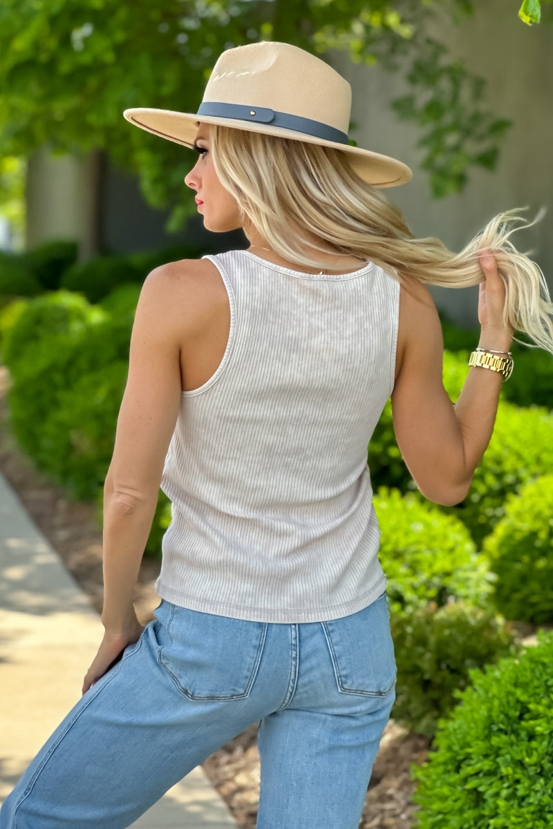 All You Can Be Washed Ribbed Tank : Almond