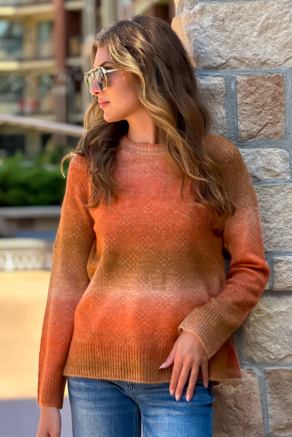 Liverpool Oriole Ragland Sweater : Orange Ombre
