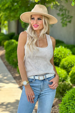 All You Can Be Washed Ribbed Tank : Almond