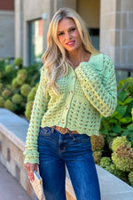 Longmont Scalloped Edge Sweater : Soft Lime