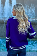 Game On Varsity Sweater Top : Purple