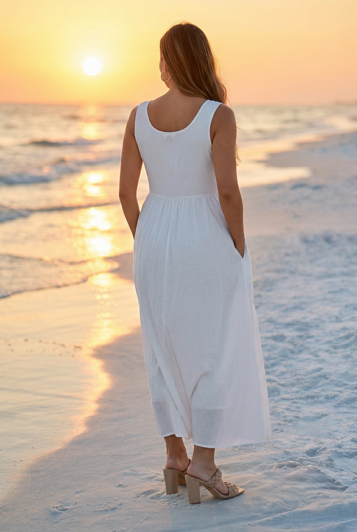 Tatum Knit Tank Button Up Midi Dress : Off White