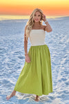Moon River Jamarni Fold Over Mixed Media Dress : Sage