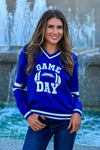 Game On Varsity Sweater Top : Blue