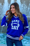 Game On Varsity Sweater Top : Blue