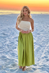 Moon River Jamarni Fold Over Mixed Media Dress : Sage