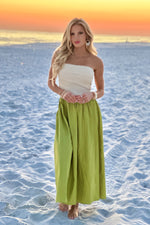 Moon River Jamarni Fold Over Mixed Media Dress : Sage