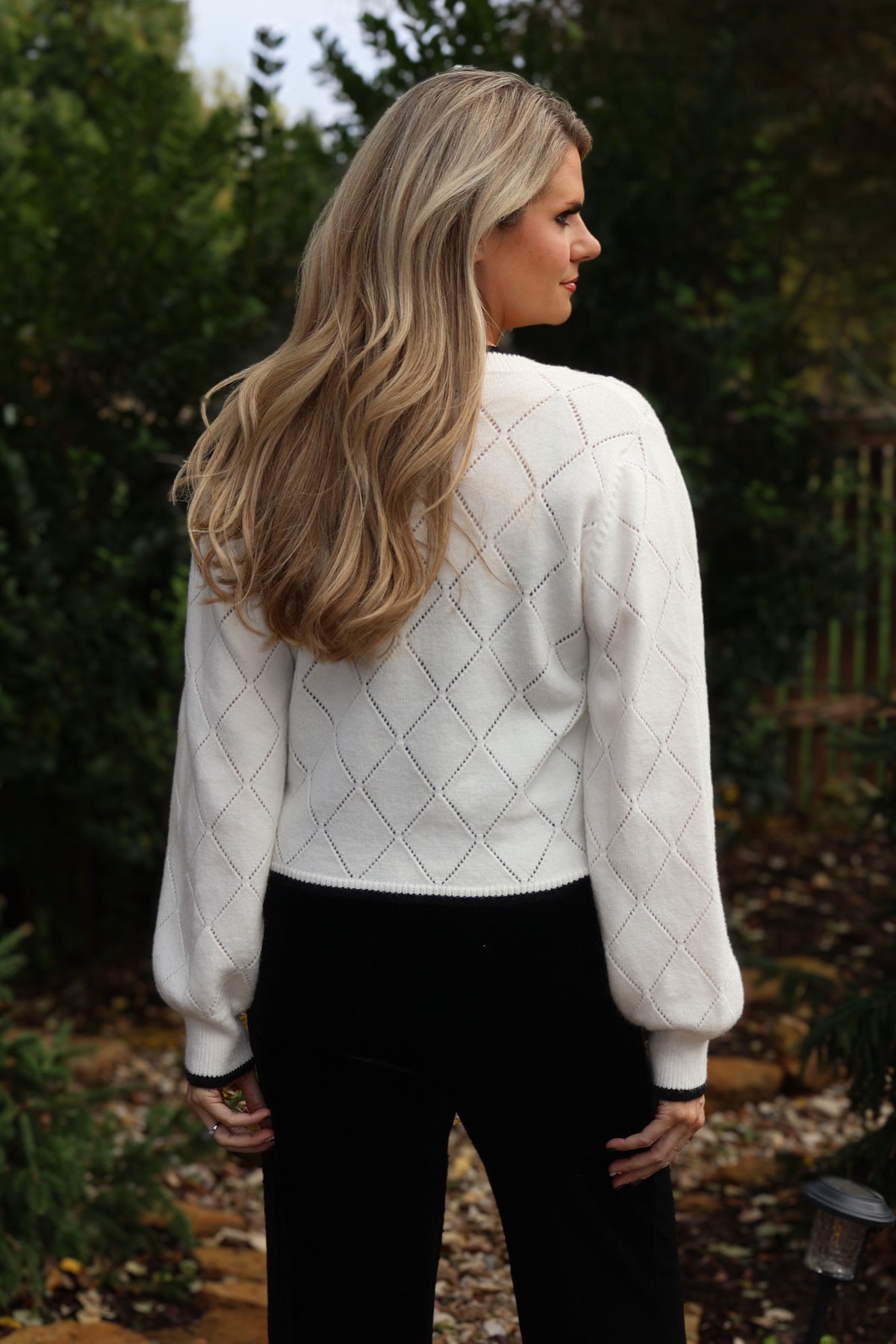 Lynette Flower Button Up Sweater : Off White