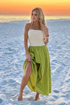 Moon River Jamarni Fold Over Mixed Media Dress : Sage