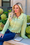 Longmont Scalloped Edge Sweater : Soft Lime