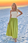 Moon River Jamarni Fold Over Mixed Media Dress : Sage
