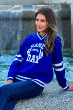 Game On Varsity Sweater Top : Blue