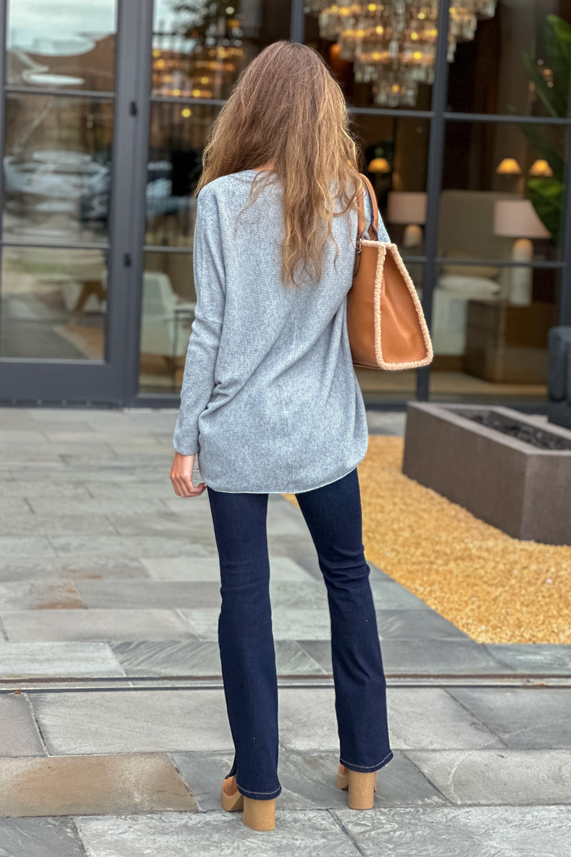 Janice Woven Knit Sweater : Heather Grey