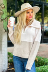 Marie 1/4 Zip Ribbed Sweater : Shell/Beige