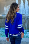 Game On Varsity Sweater Top : Blue