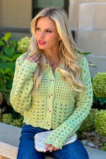 Longmont Scalloped Edge Sweater : Soft Lime