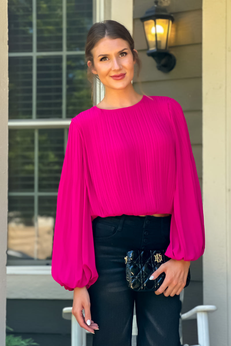 Janette Textured Blouse : Magenta