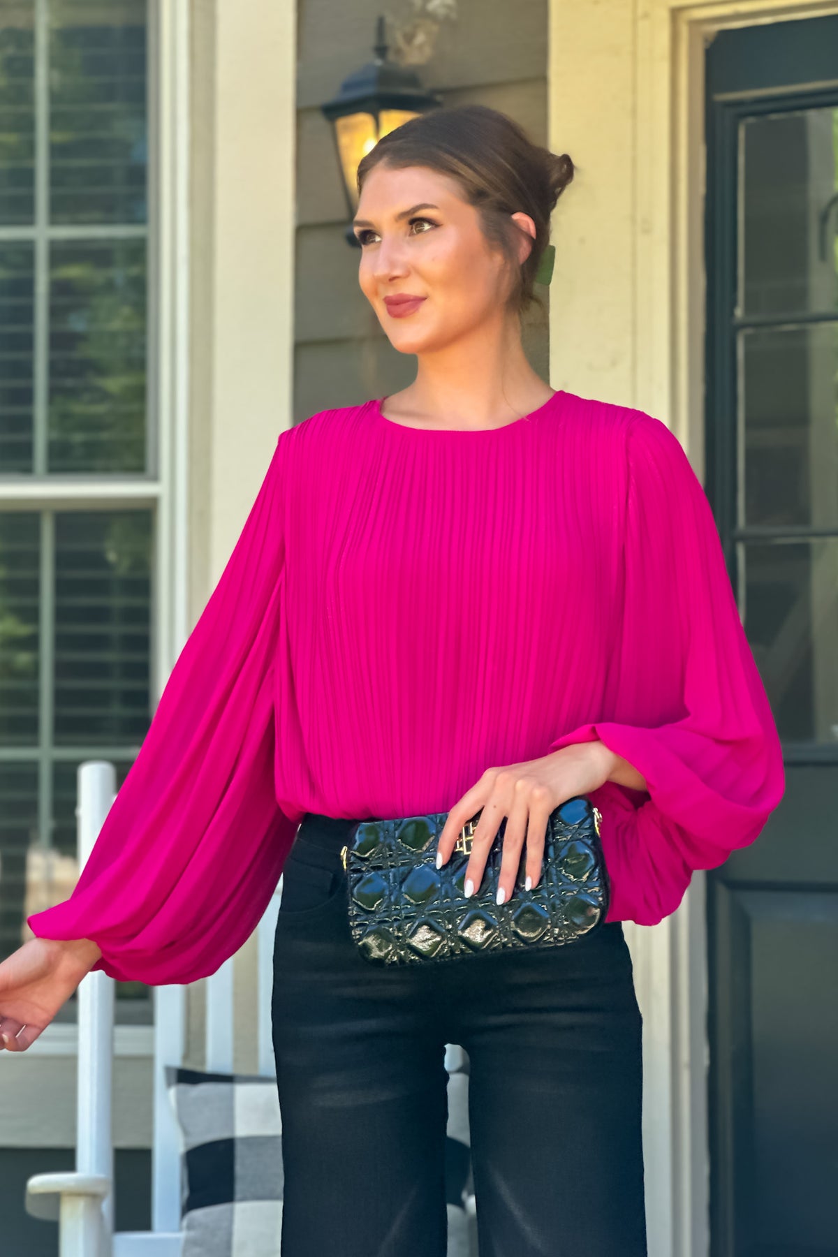 Janette Textured Blouse : Magenta
