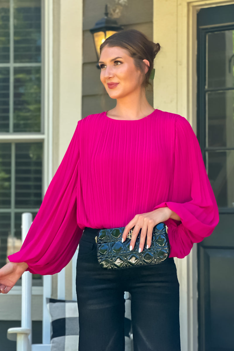 Janette Textured Blouse : Magenta