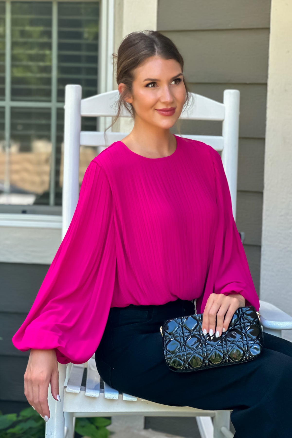 Janette Textured Blouse : Magenta