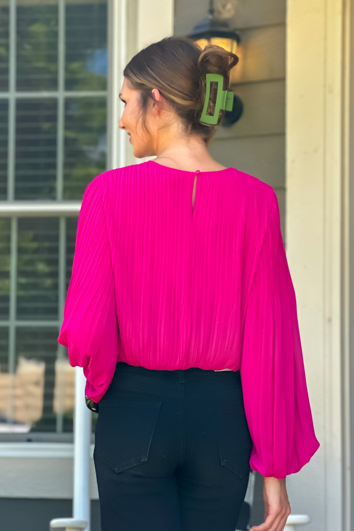 Janette Textured Blouse : Magenta