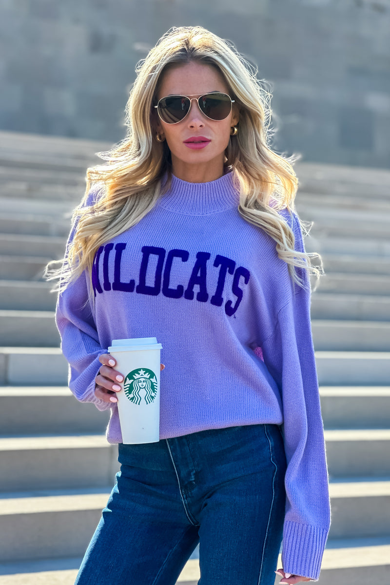 K-State Wildcats Varsity Sweater : Lavender