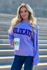 K-State Wildcats Varsity Sweater : Lavender