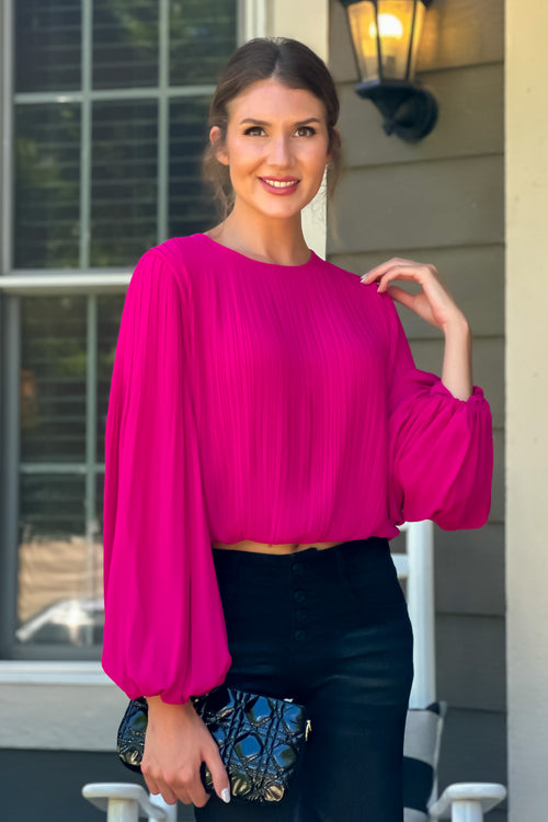 Janette Textured Blouse : Magenta