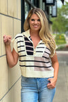 Layton 1/2 Zip Striped Top : Cream