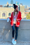 Taylor Varsity Kansas City Cardigan : Red