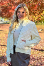 Aaliyah Sweater woven Combo Jacket : Ivory