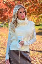 Simla Sleeveless Turtleneck Sweater Vest: Ivory