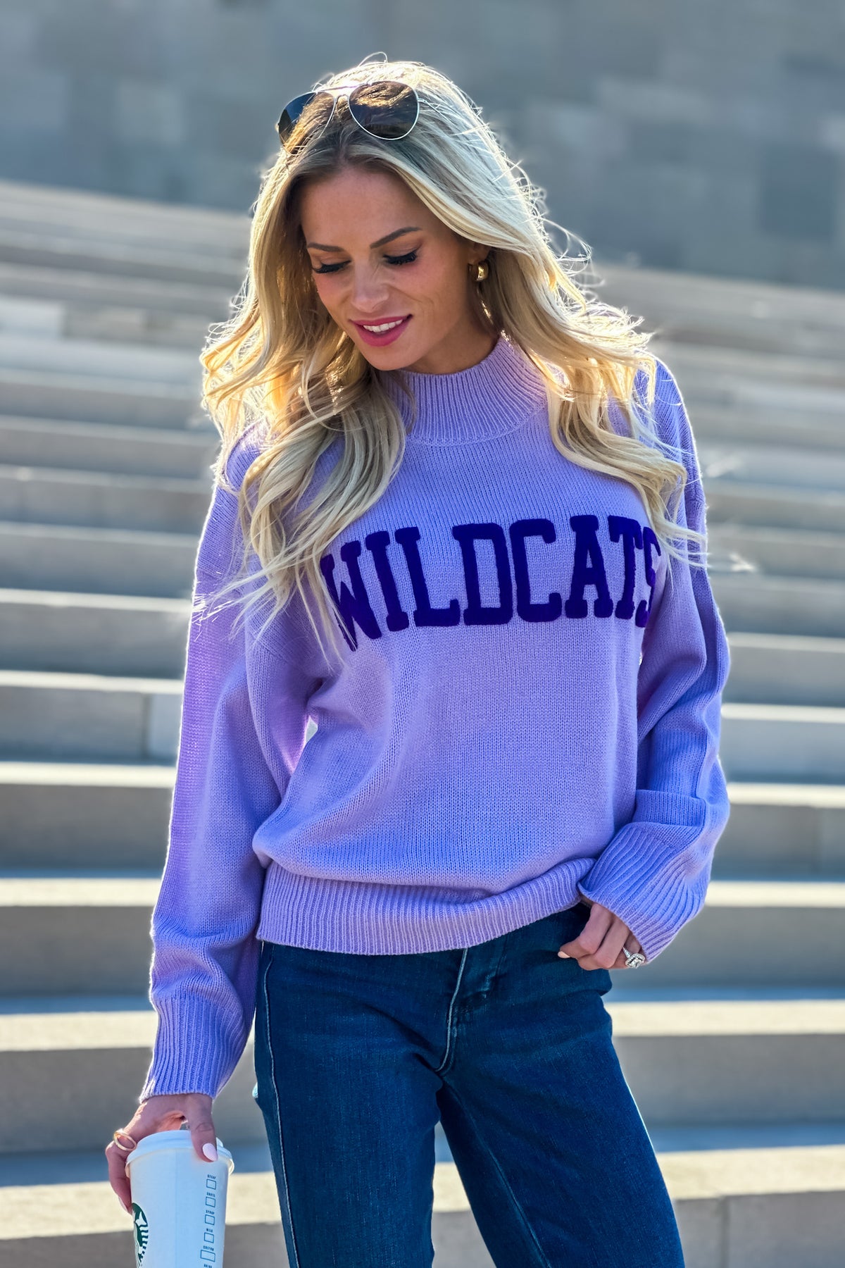 K-State Wildcats Varsity Sweater : Lavender
