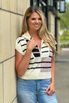 Layton 1/2 Zip Striped Top : Cream