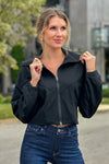 Wrenlee Fleece Front Crop Jacket : Black