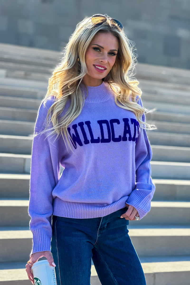 K-State Wildcats Varsity Sweater : Lavender