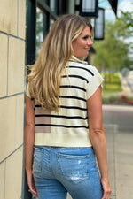 Layton 1/2 Zip Striped Top : Cream